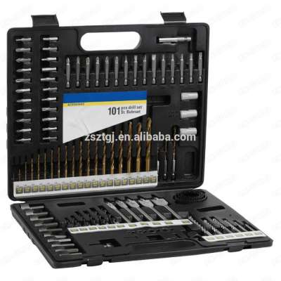 101 Pcs Titanium Drill Bits Screwdriver Set Wood Metal Masonry INC Case