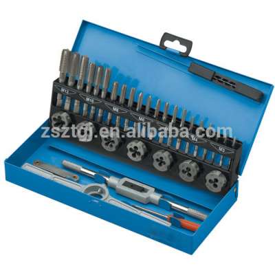 32PCS Metric Tap and Die Sets Fine Carbon Steel Alloy Steel HSS Screw Thread Drill KIT wrench Pitch Gauge