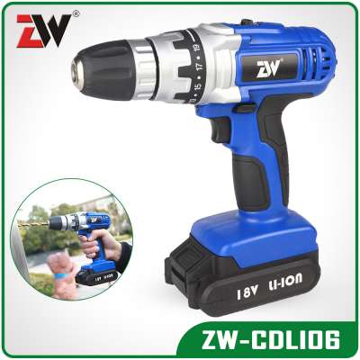 ZW-CDLI06 18V Lithium Li-ion Cordless Drill Rechargeable Electric Drill Power Tool Set