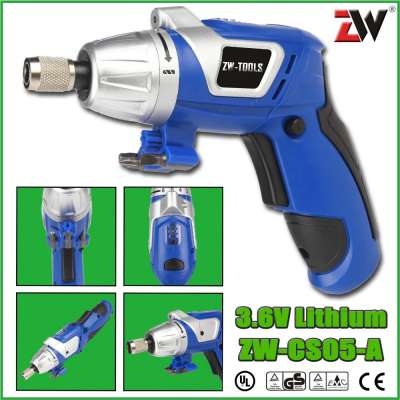 ZW-CS05-A 3.6V Lithium Li-ion Cordless Screwdriver mini electric drill Rechargeable screwdriver